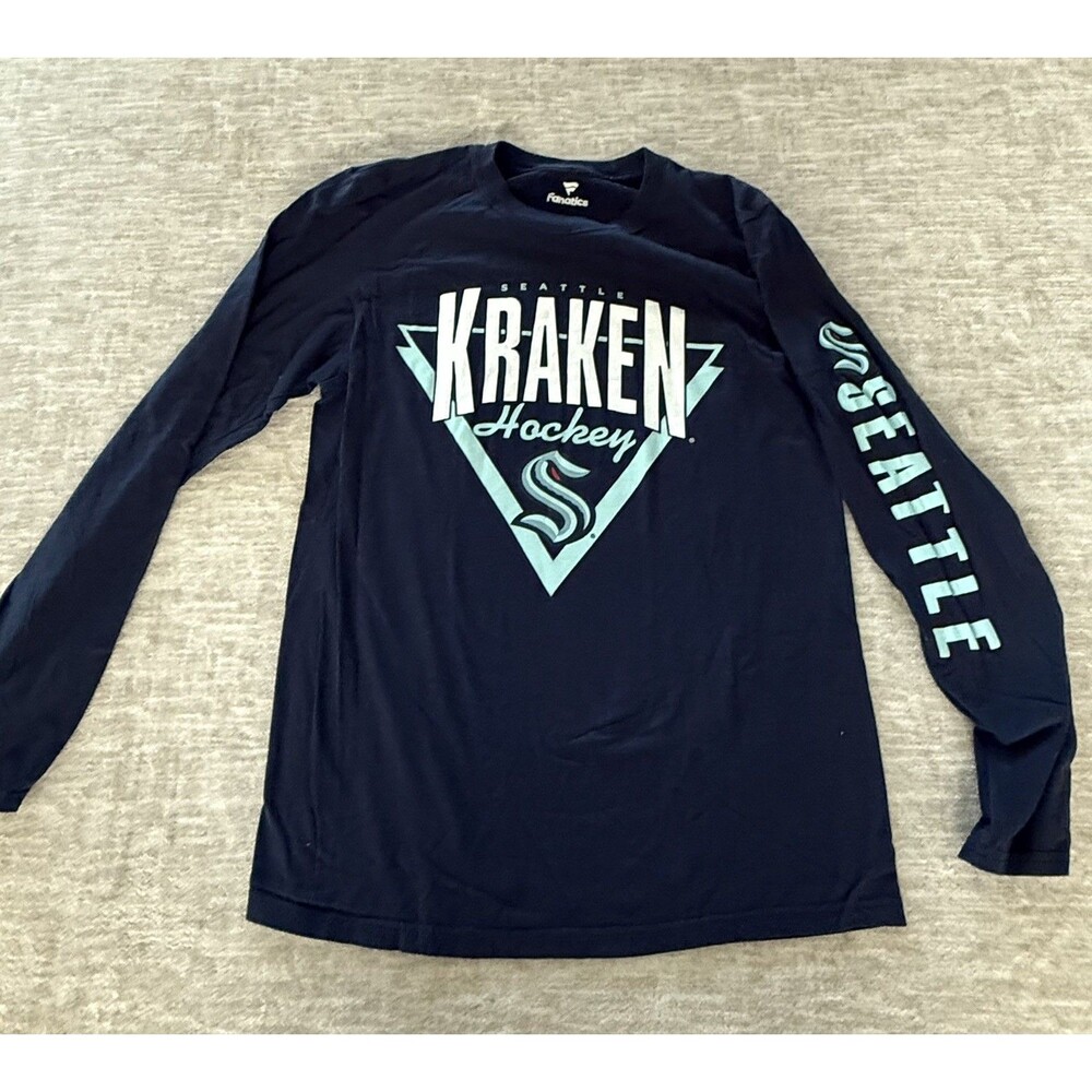 NEW Fanatics Seattle Kraken Hockey Short Sleeve Logo T-Shirt Blue Small